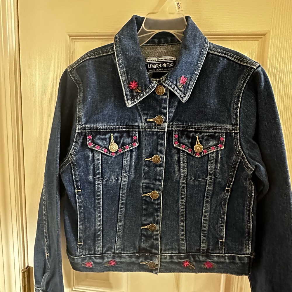 Limited Too Blue Denim Jacket with Pink Accents
